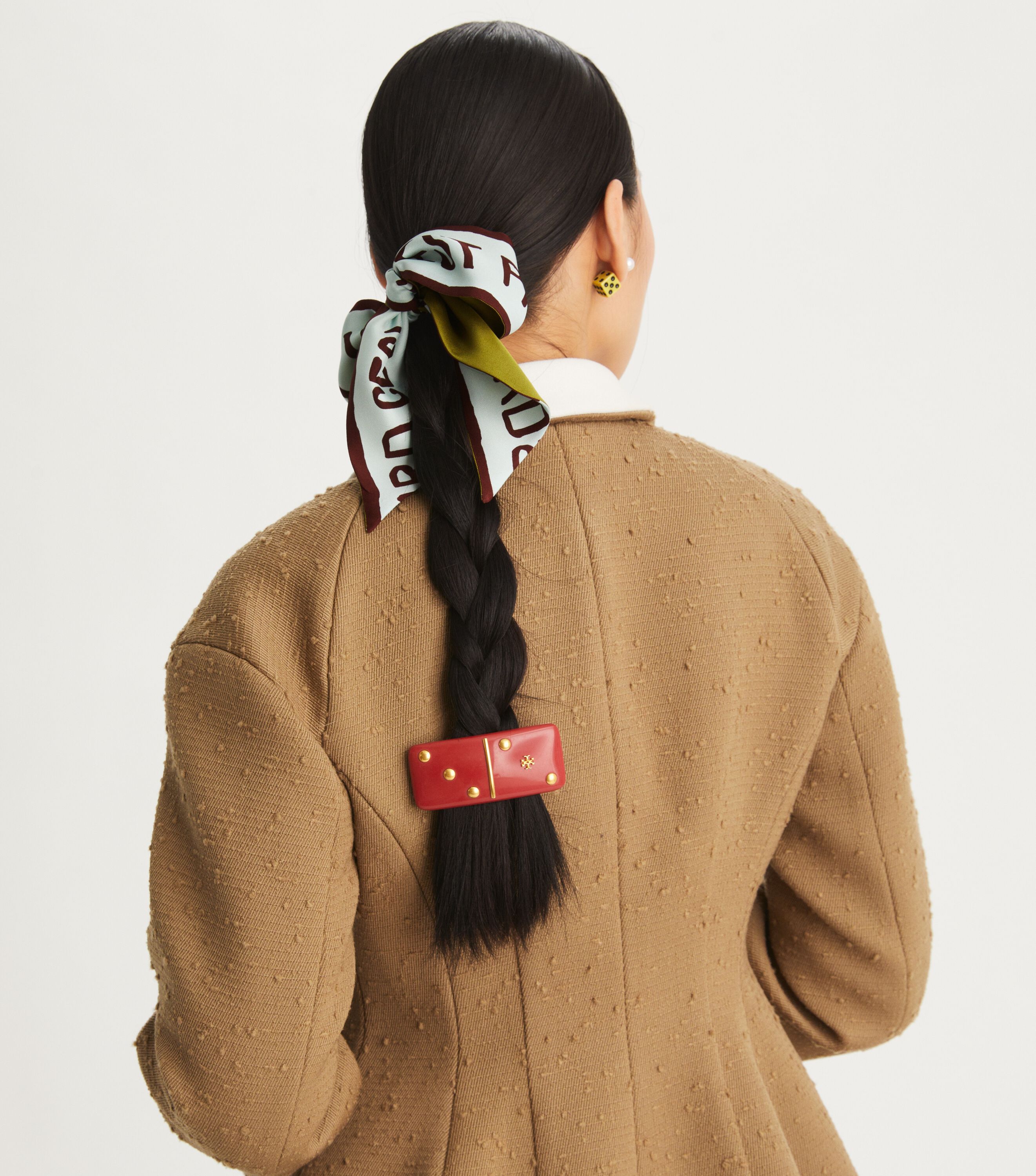 Kira Domino Barrette, Rolled Brass #59 / Black Multi | Tory