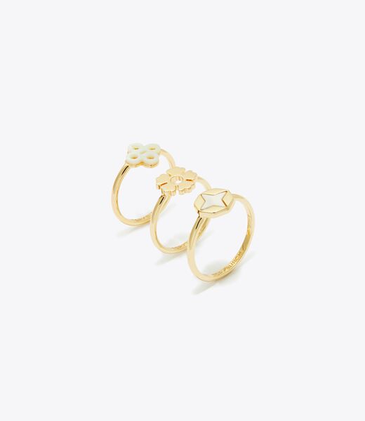 tory burch clover stacking ring set