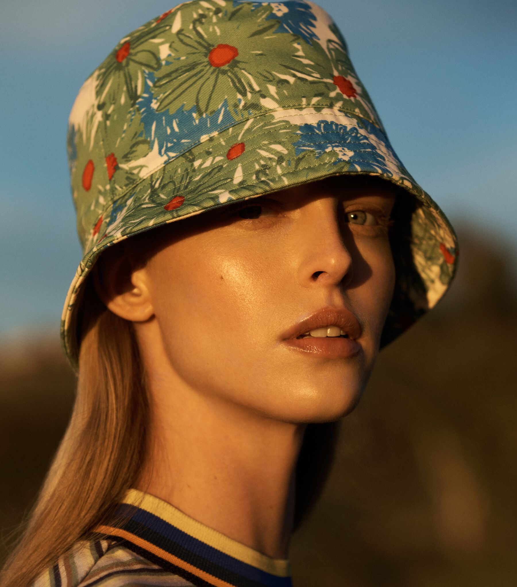 Printed Bucket Hat, New Ivory Pompon Daisy | Tory Burch KSA