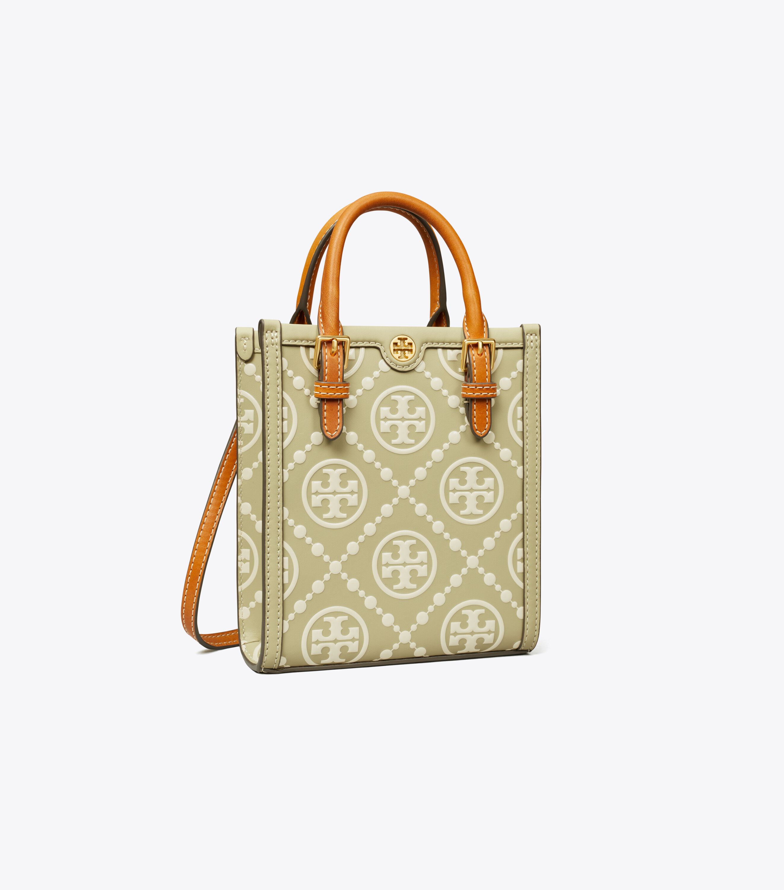 Mini T Monogram Contrast Embossed Tote
