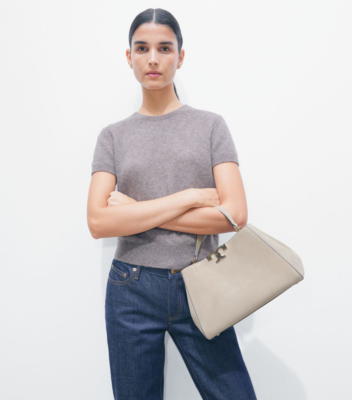 Medium Eleanor Suede Satchel tory burch medium eleanor suede satchel