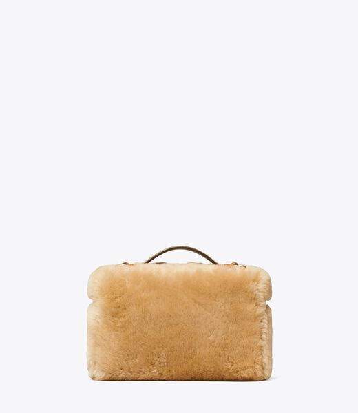 tory burch romy shearling slim top handle bag