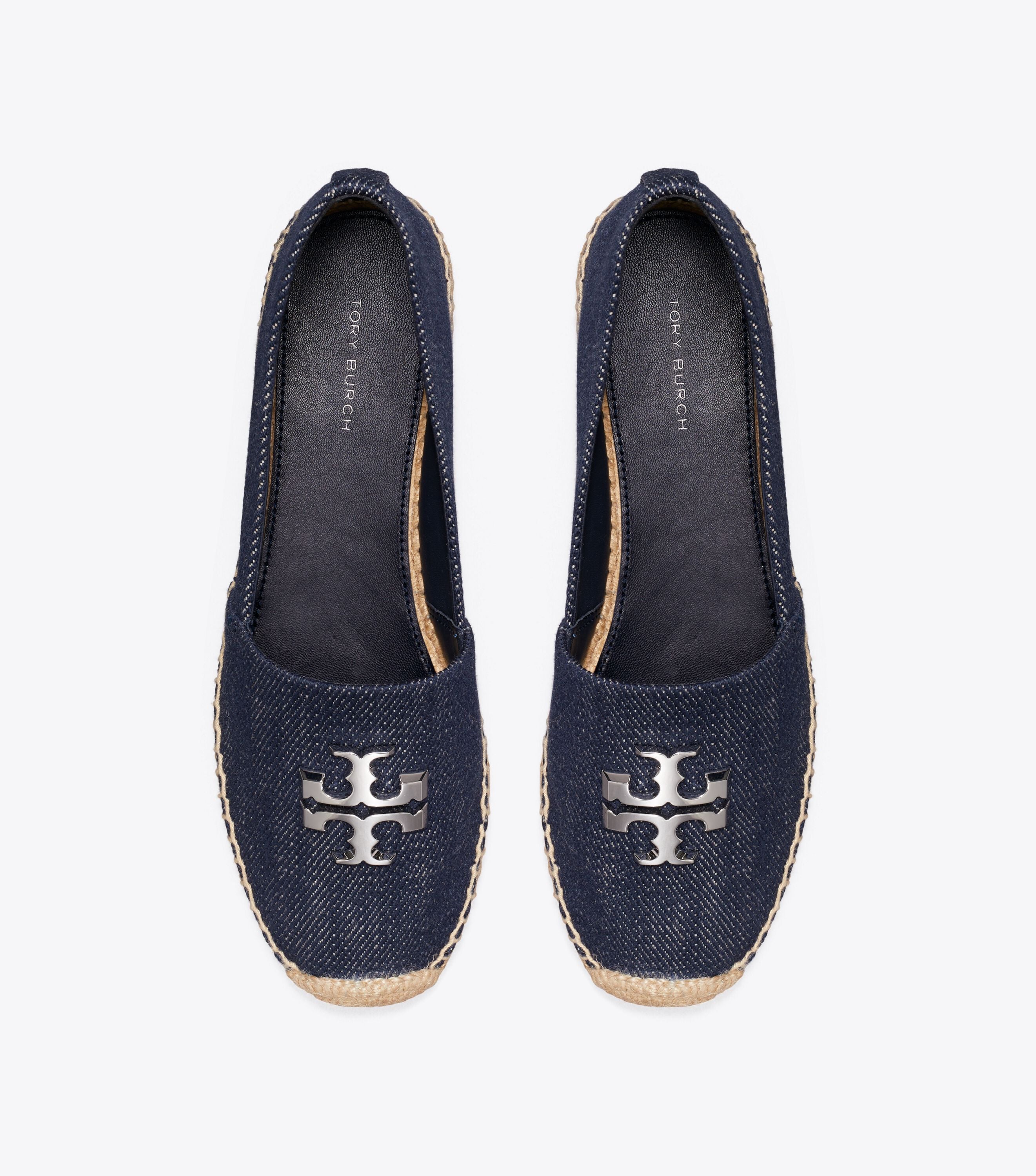 Tory Burch ネイビー フラットシューズ Eleanor Espadrille, Midnight Denim / Silver | Tory Burch KSA
