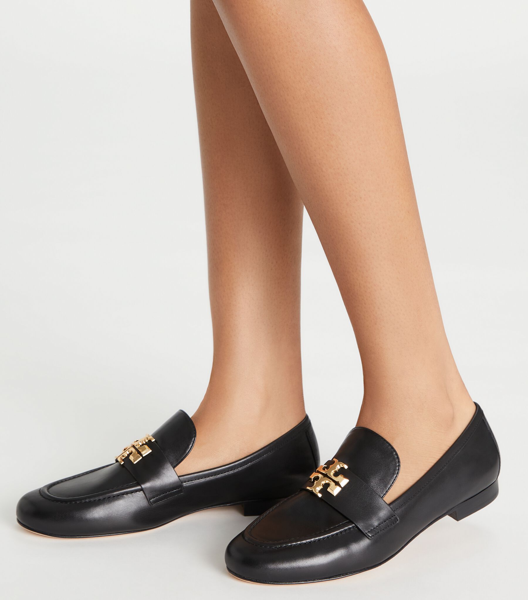 Tory Burch Black Leather Loafers with Gold Logo Hardware Eleanor Loafer: Women main image 2