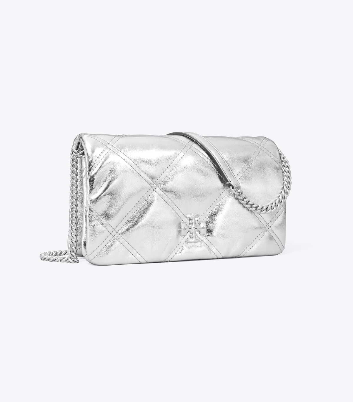 tory burch kira metallic diamond quilt chain wallet
