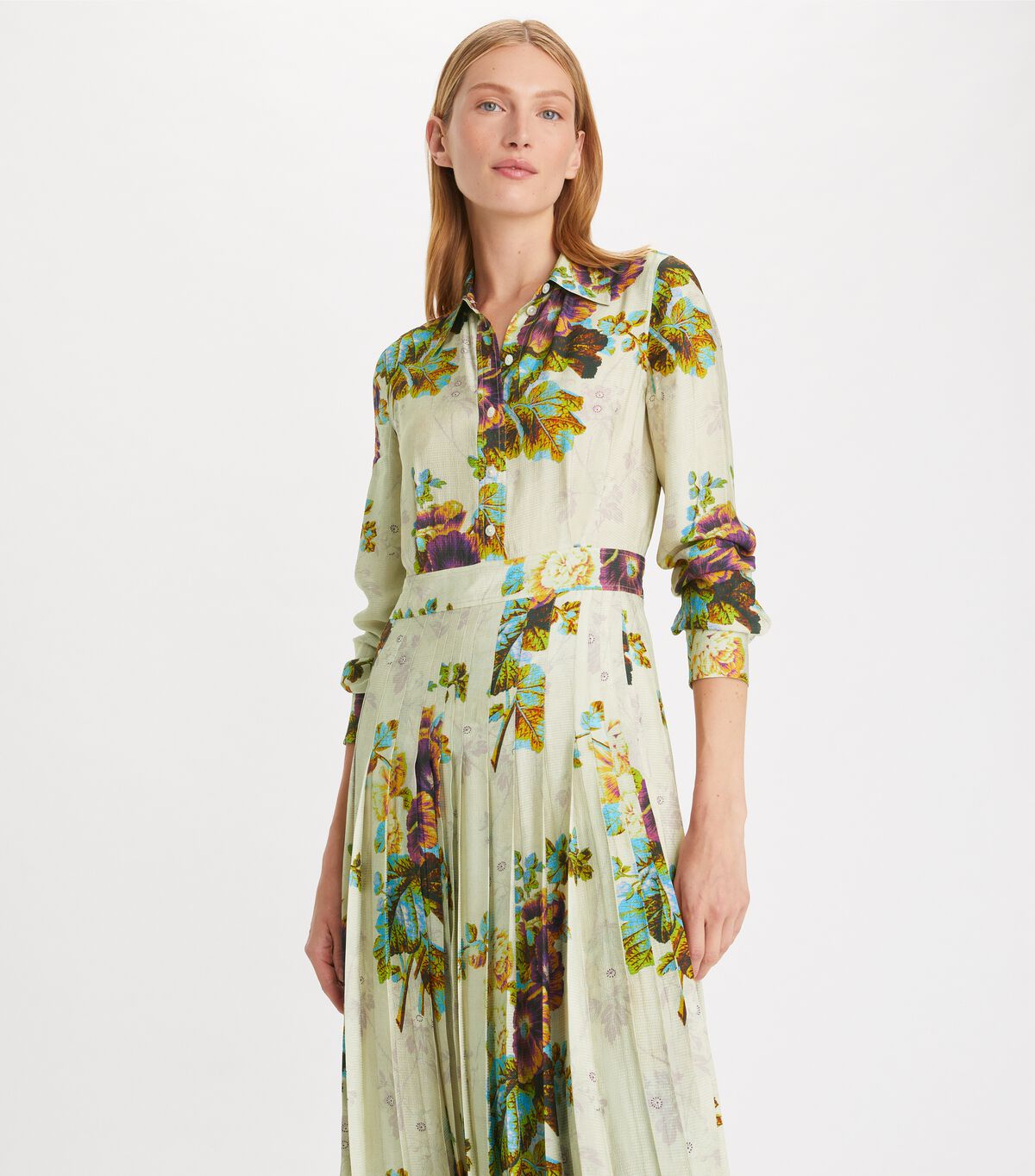 tory burch pleated viscose shirtdress