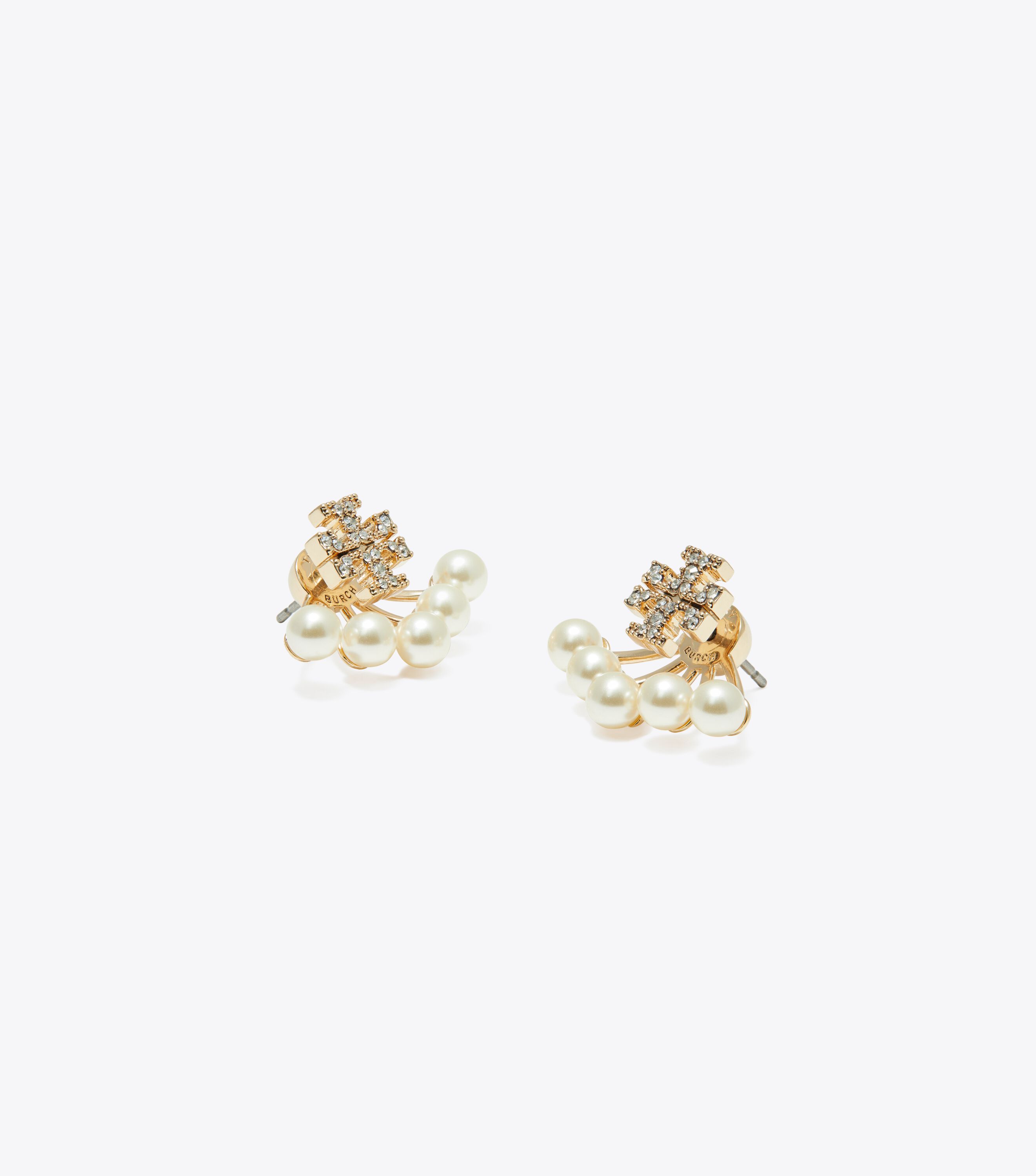 Kira Pearl Front-Back Earring, Tory Gold / Pearl / Crystal