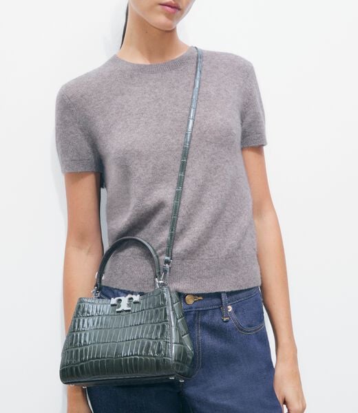 tory burch mini eleanor croc embossed satchel