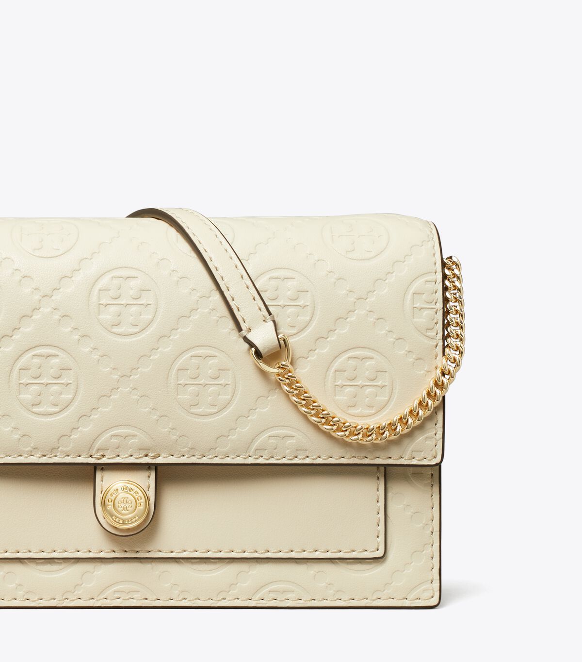 tory burch t monogram leather chain wallet