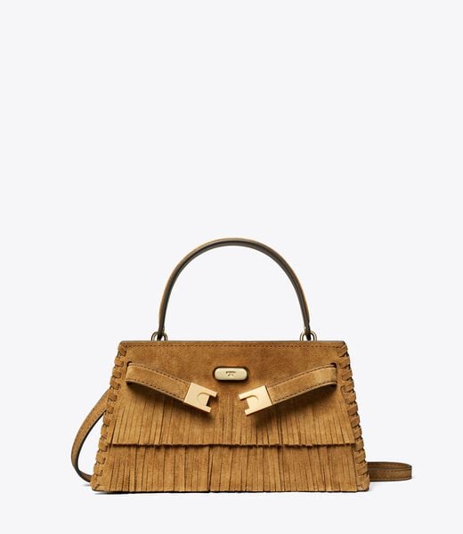 tory burch mini lee radziwill suede fringe top handle bag