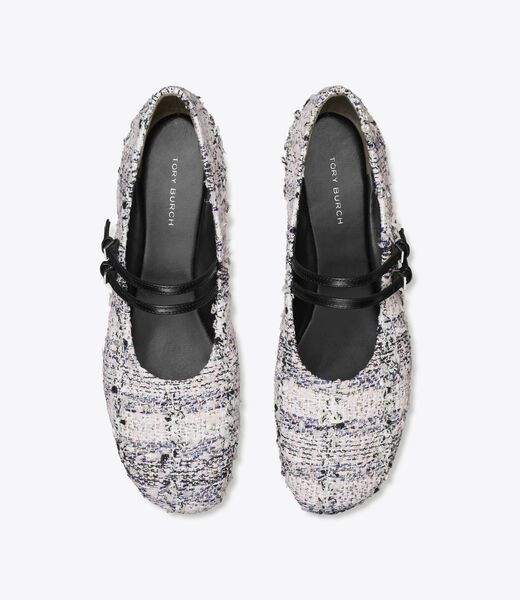 tory burch حذاء باليرينا ماري جين بشريطين