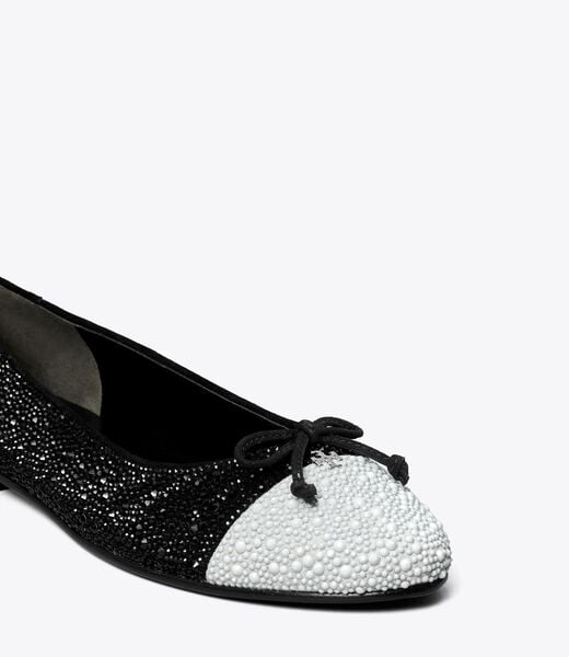 tory burch cap toe crystal ballet