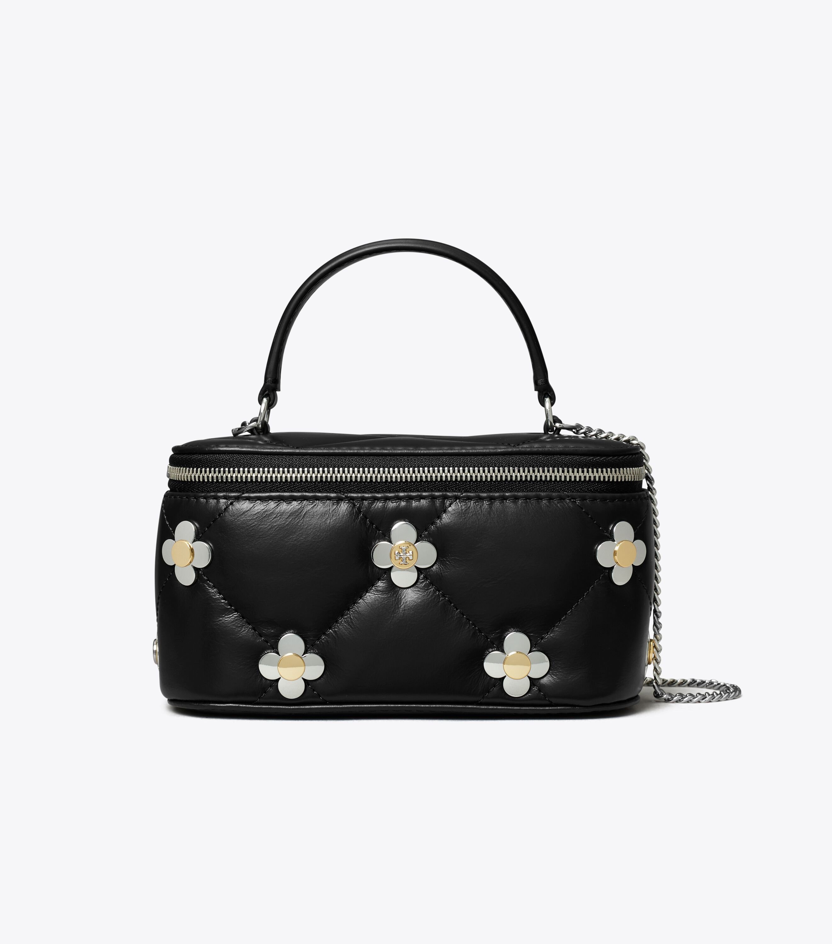 Kira Diamond Quilt Clover Vanity Case, Black | Tory Burch KSA