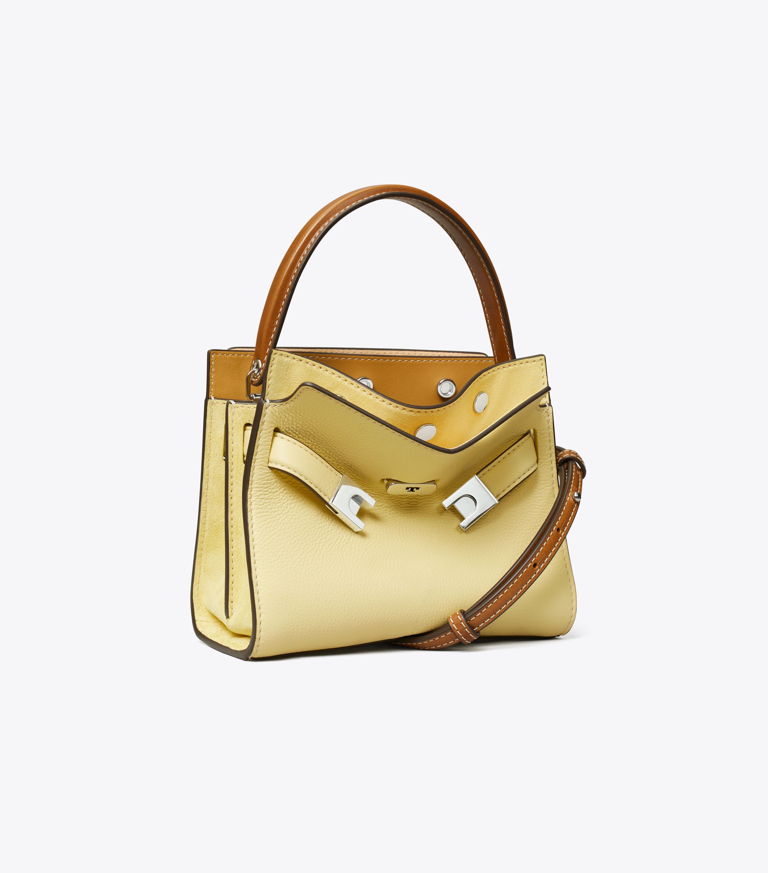 TORY BURCH 165262414 関税送料込 Petite Lee Radziwill Pebbled Double Bag, Lemon Sugar | Tory