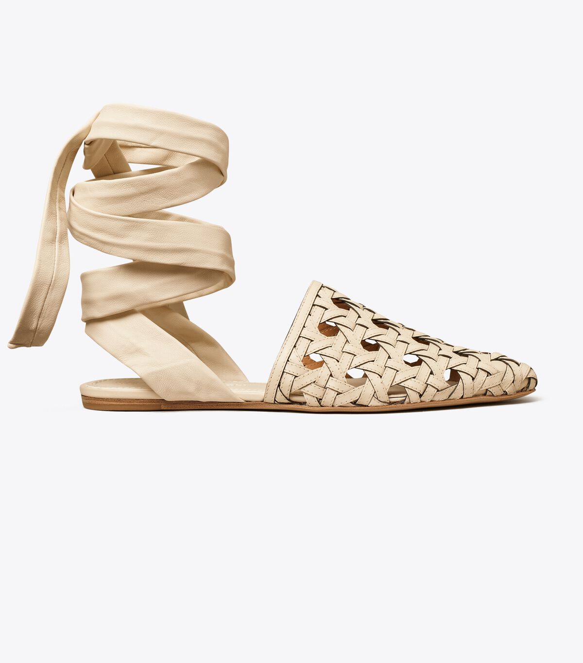tory burch basket weave wrap flat