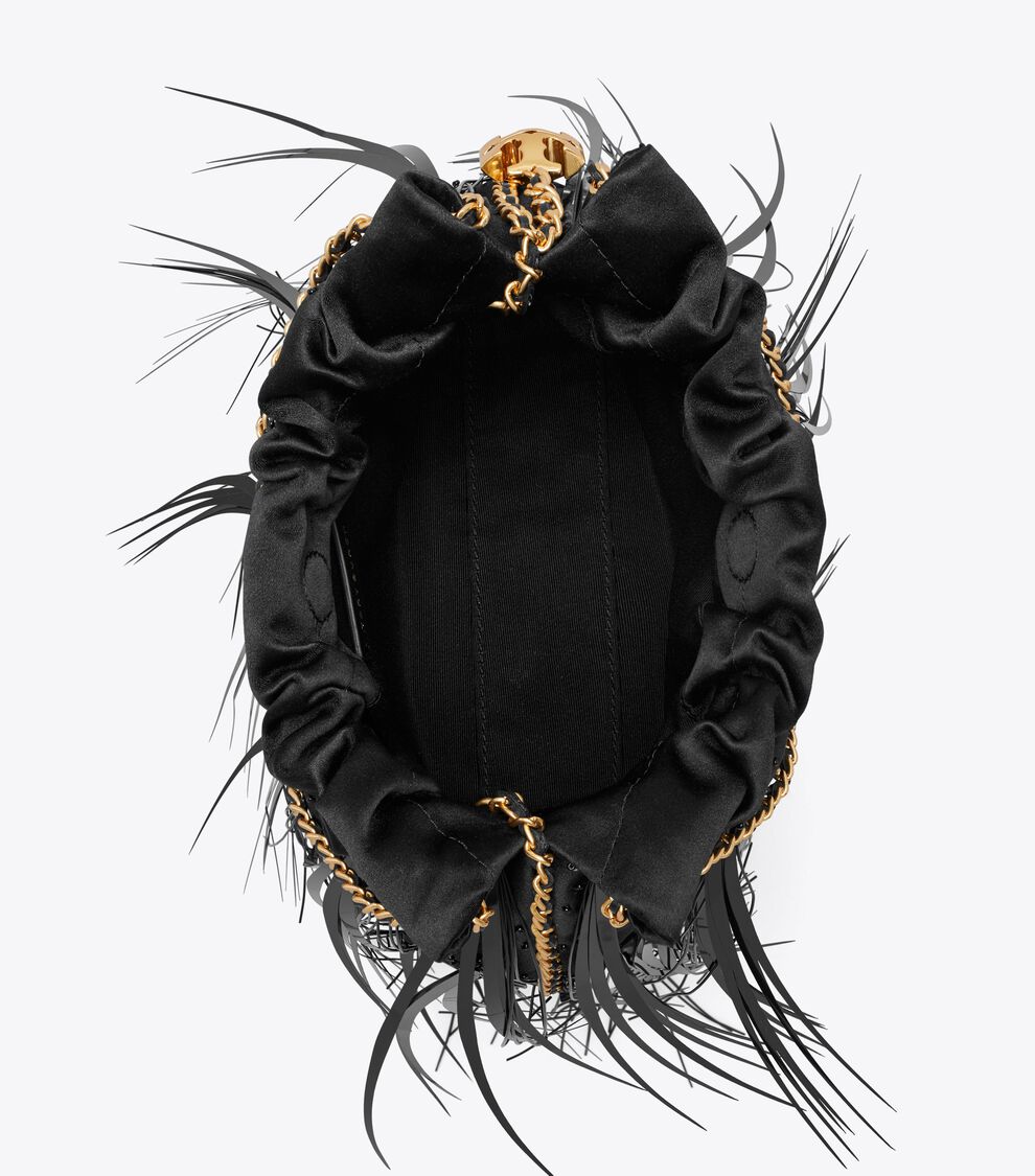 Mini Fleming Feather Drawstring Bag, Black Tory Burch KSA