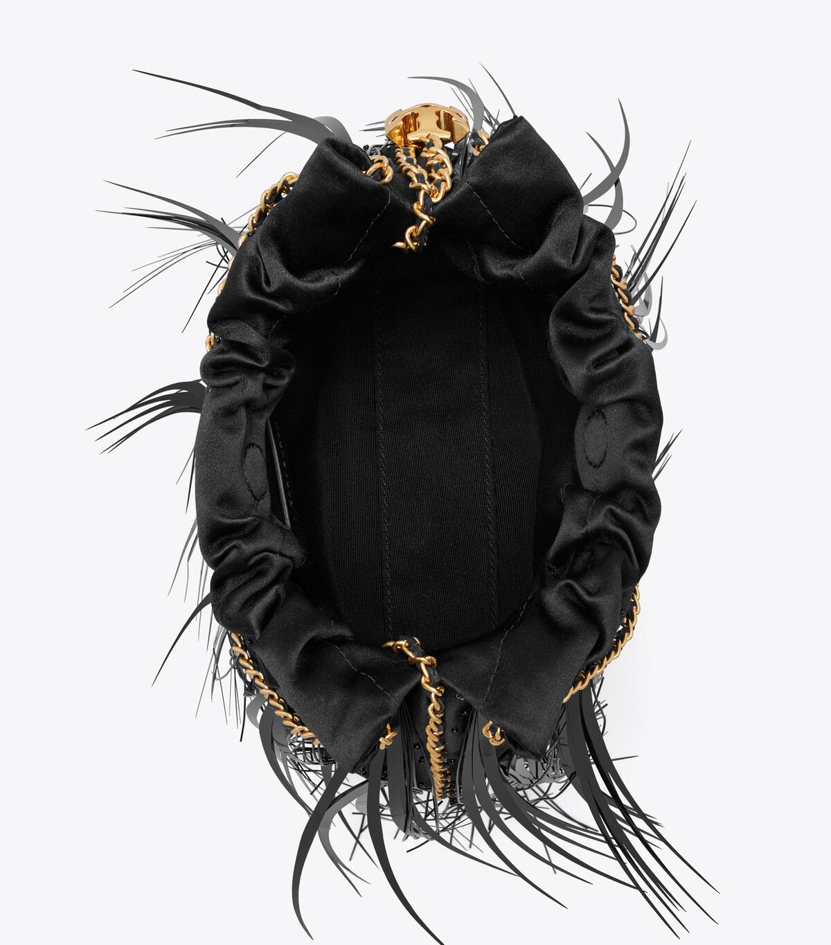 tory burch mini fleming feather drawstring bag