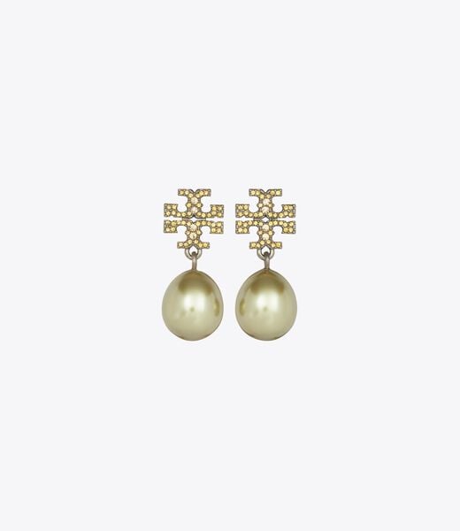 tory burch moondance pearl and pav  drop earrings