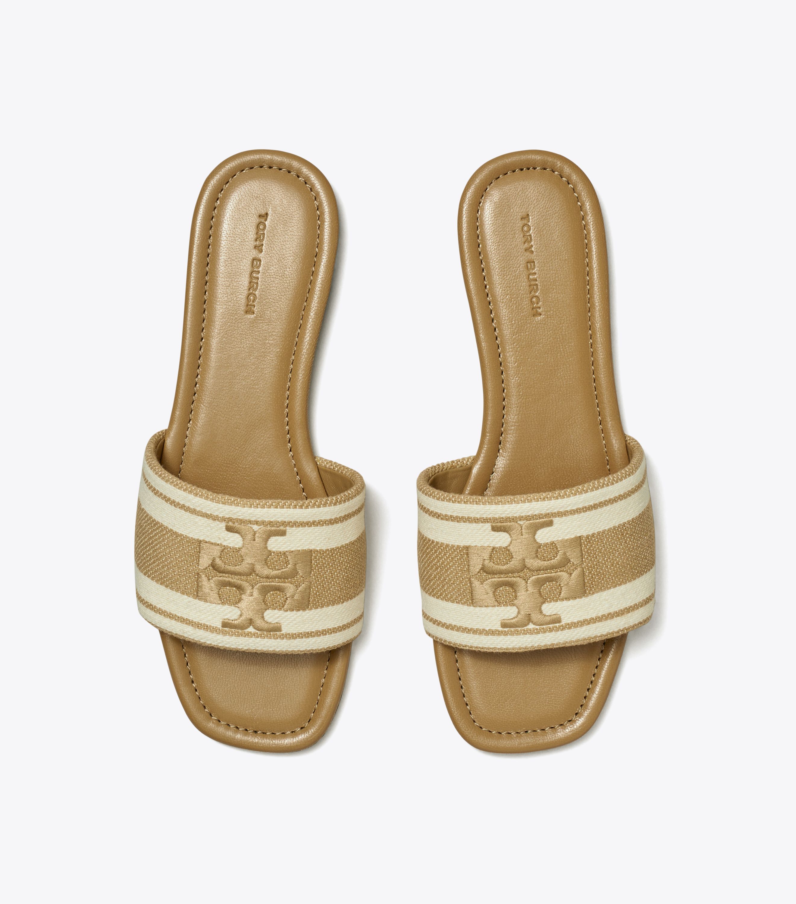 Double T Jacquard Slide, Cammello / Ash White | Tory Burch KSA