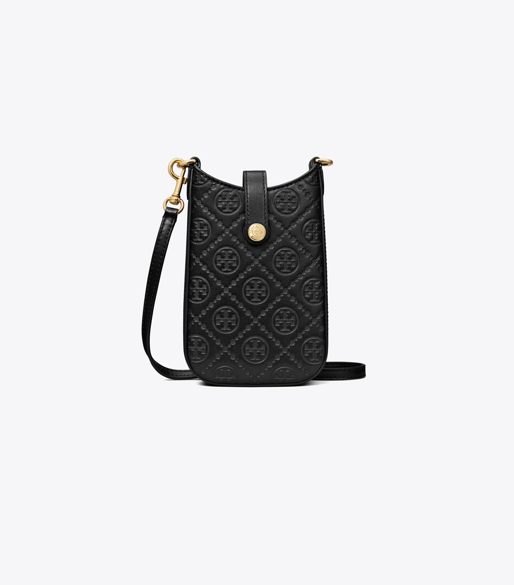 T Monogram Leather Phone Crossbody, Black Tory Burch KSA