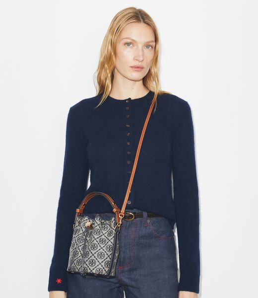 tory burch t monogram mini bucket bag