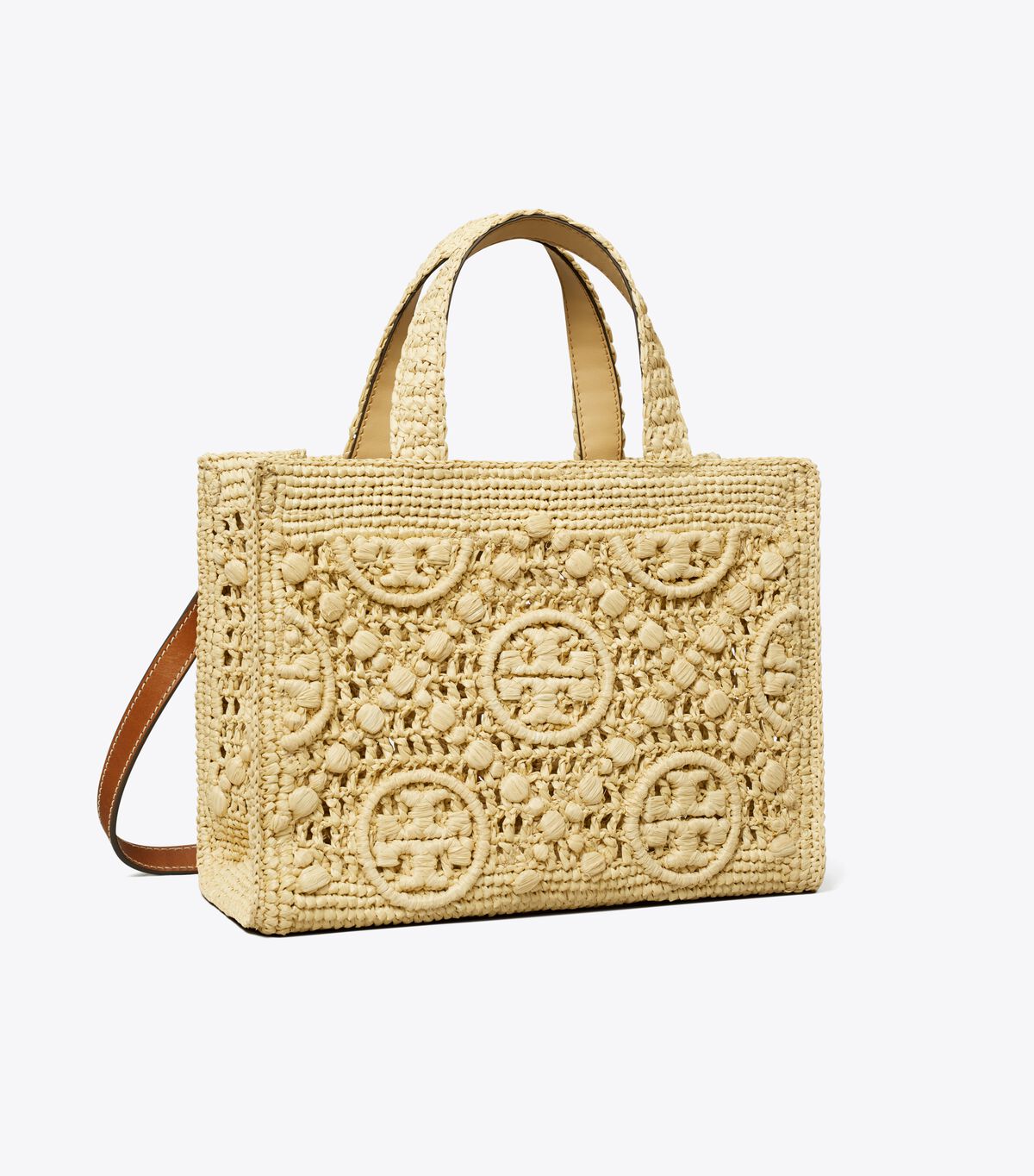 tory burch t monogram raffia top handle tote
