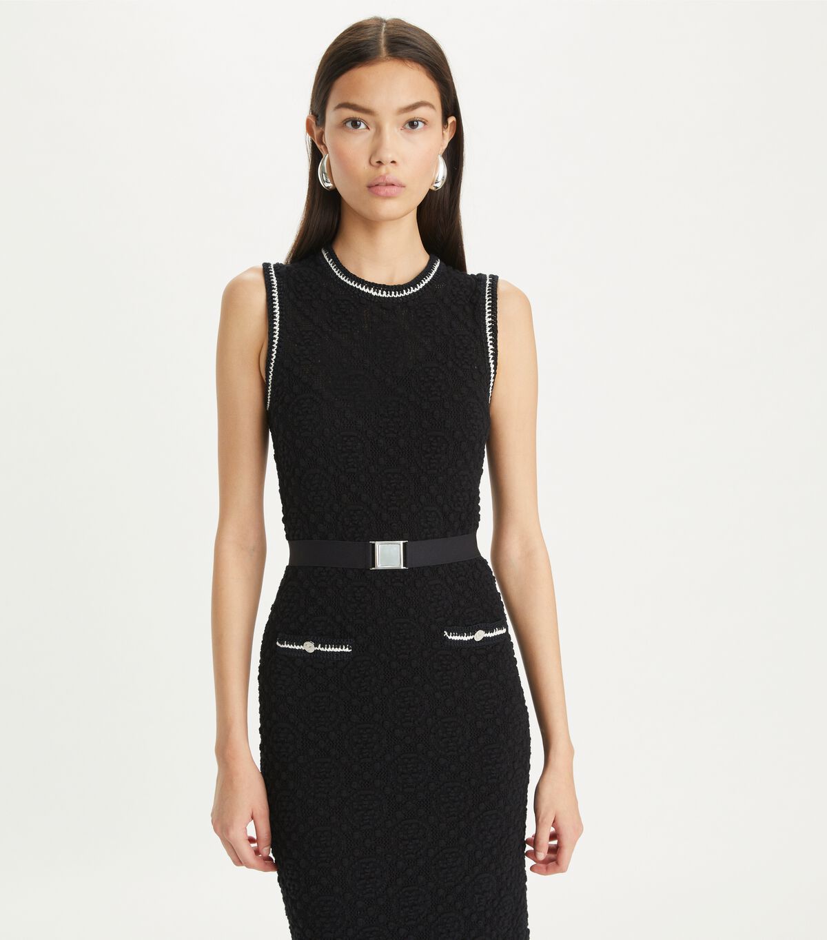 tory burch cotton pointelle knitted tank dress