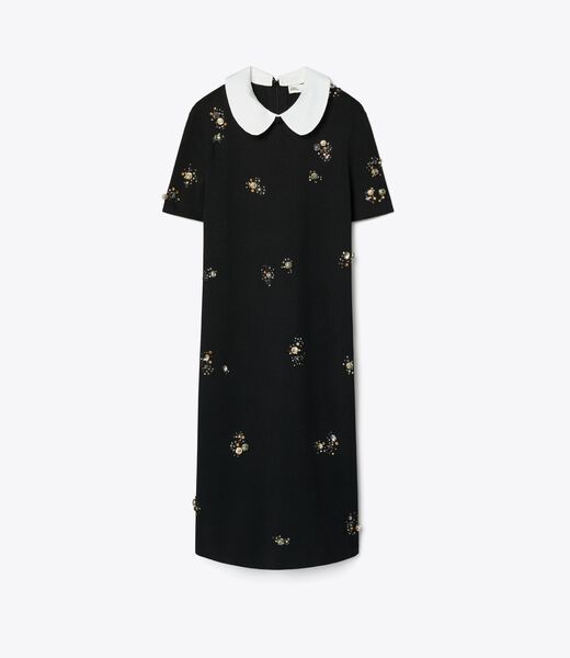 tory burch embellished poplin collar sweater dress