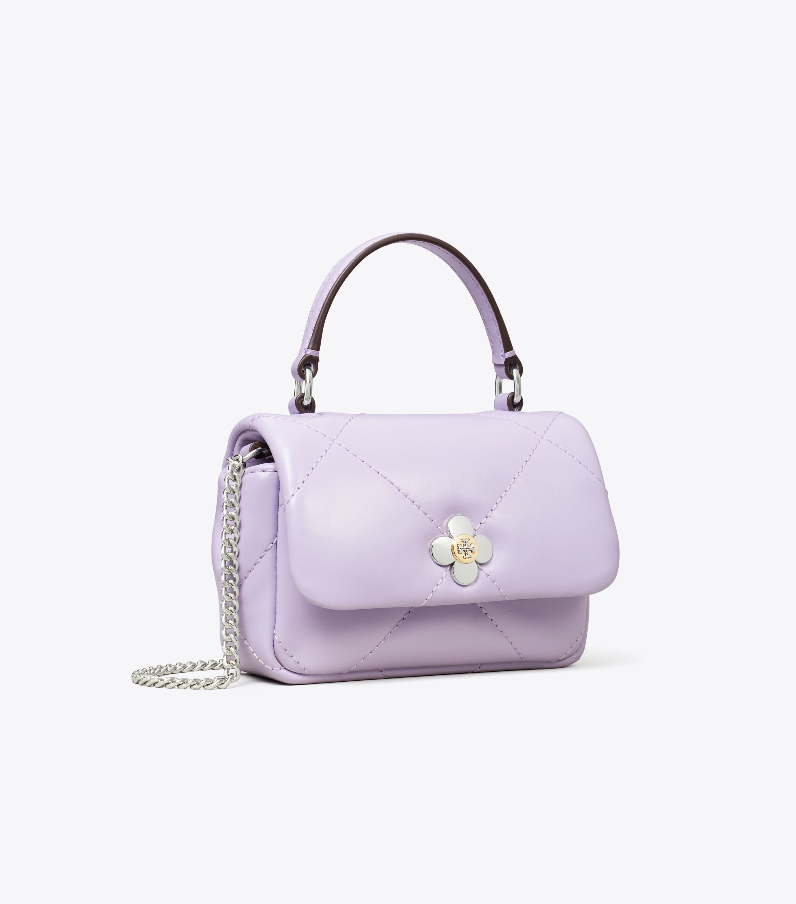 Mini Kira Diamond Quilt Clover Chain Wallet, Purple Heather