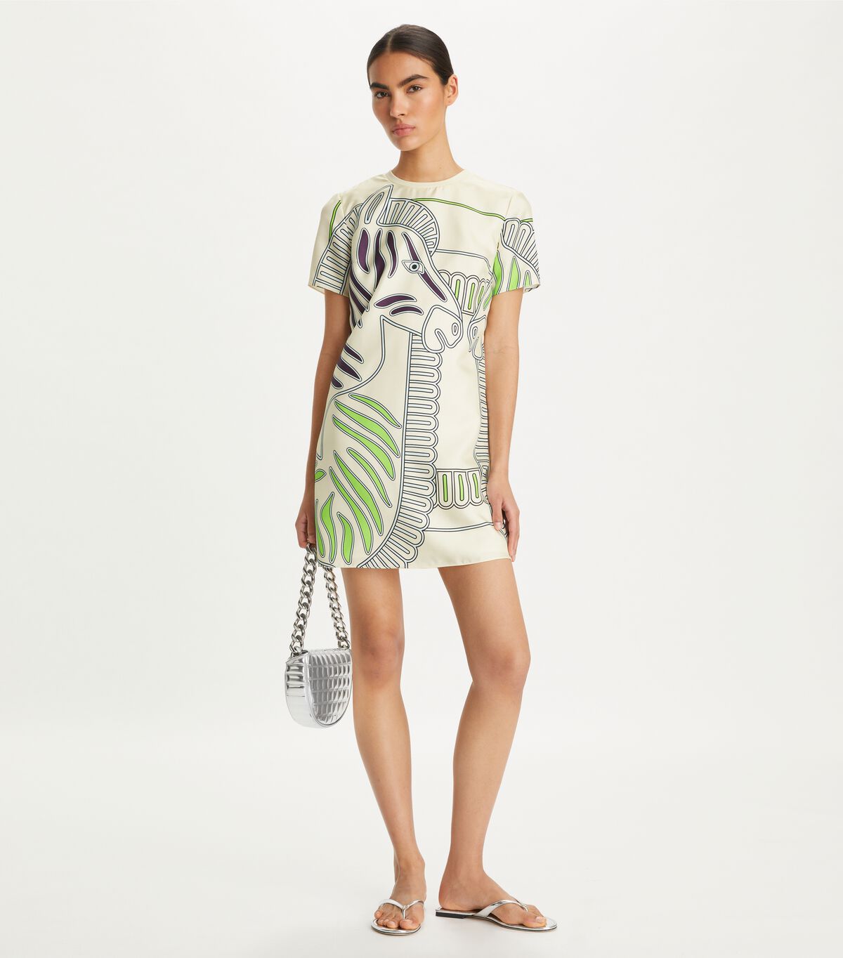 tory burch printed silk front t shirt dress