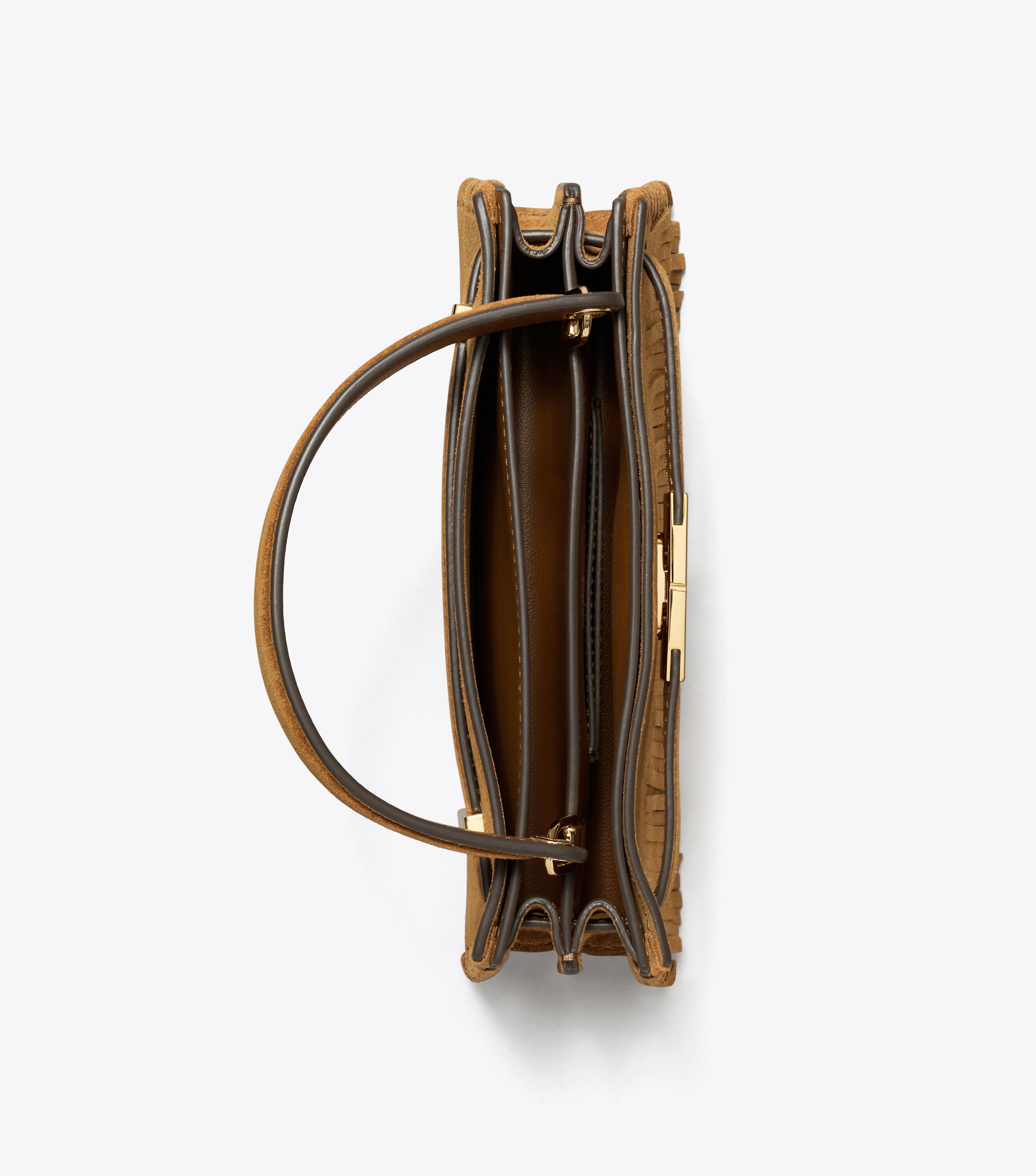 Mini Lee Radziwill Suede Fringe Top-Handle Bag, Wild Tabacco
