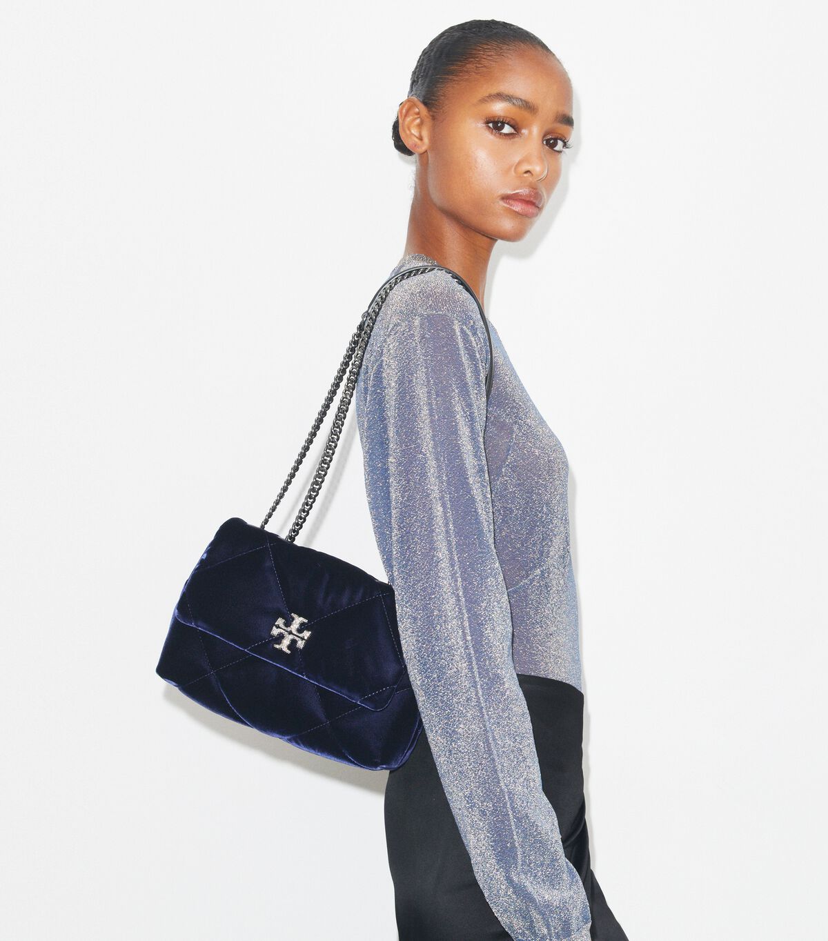 tory burch small kira diamond quilt velvet pave shoulder bag