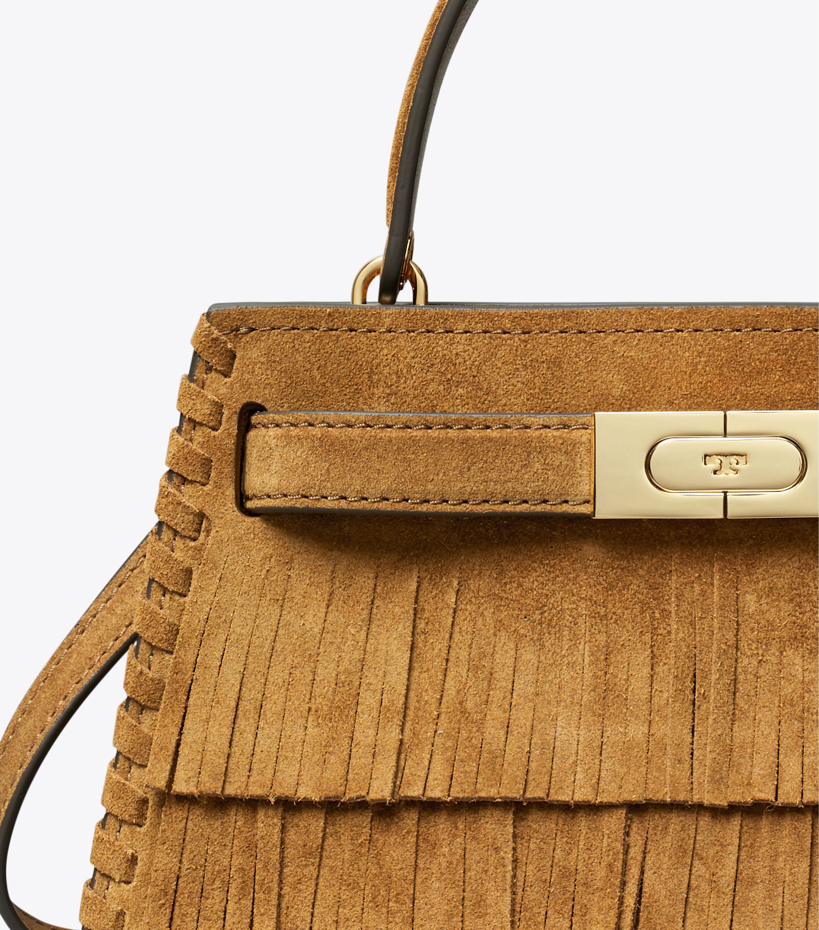 Mini Lee Radziwill Suede Fringe Top-Handle Bag, Wild Tabacco