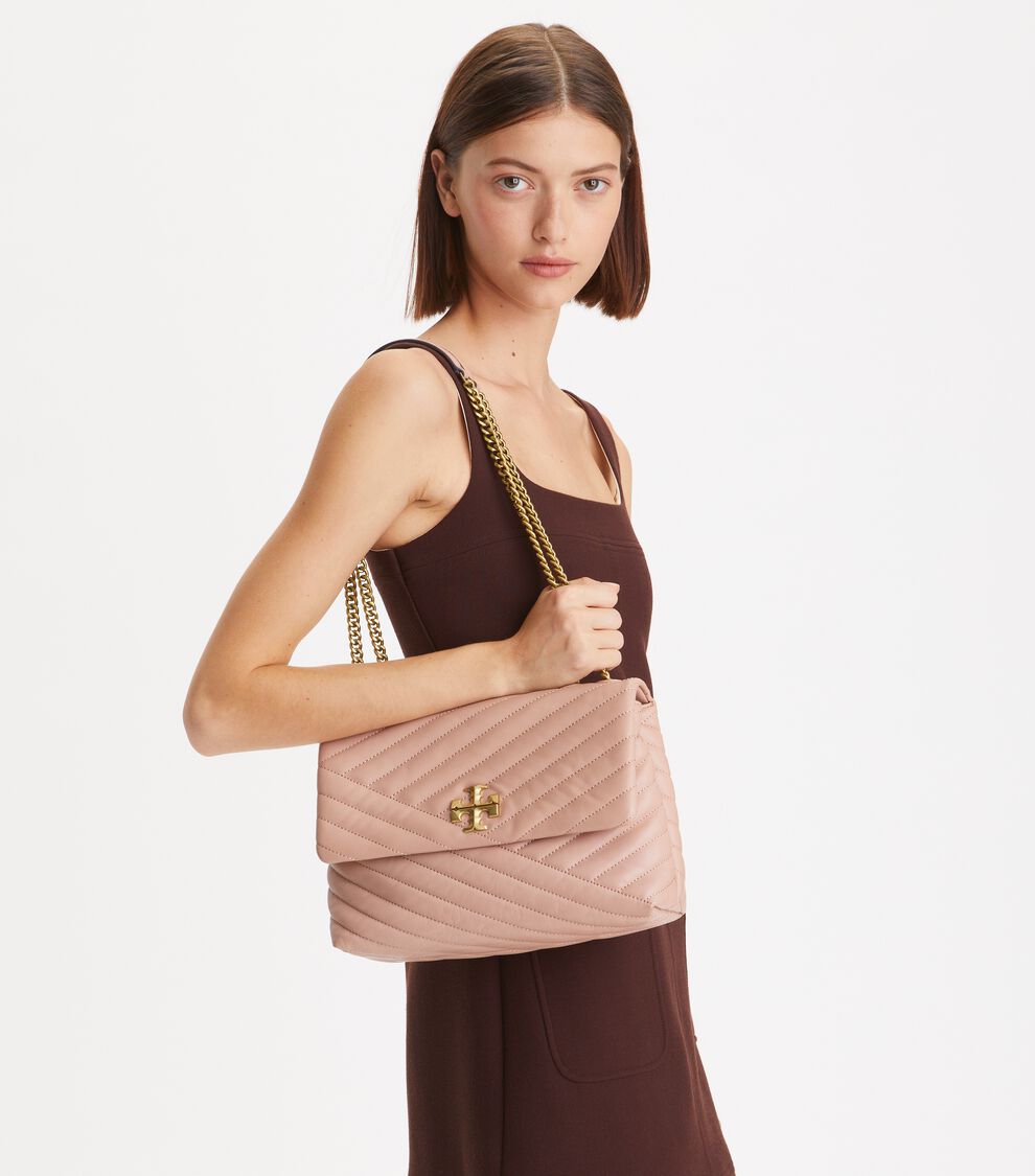 Kira Chevron Convertible Shoulder Bag, Devon Sand Tory Burch KSA