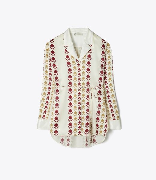 tory burch printed silk shirt