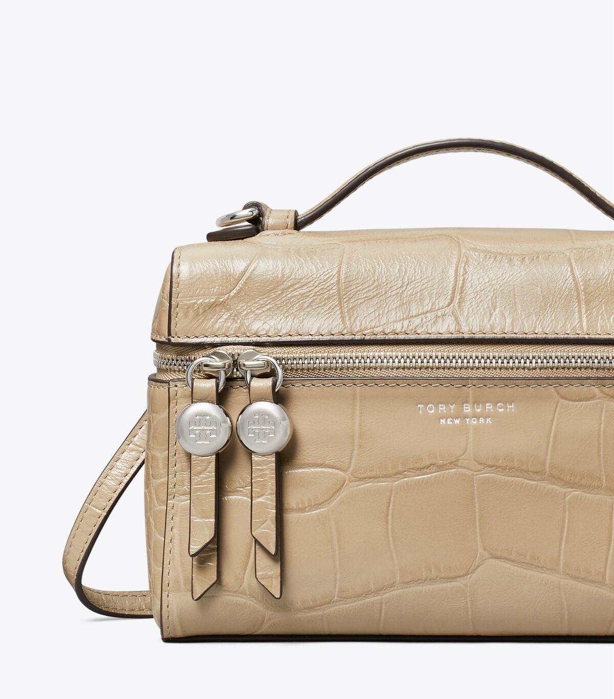 Slim Romy Croc-Embossed Top Handle Bag tory burch slim romy croc embossed top handle bag
