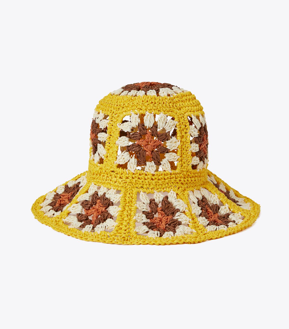 قبعة دلو قصيرة من الكروشيه من القش