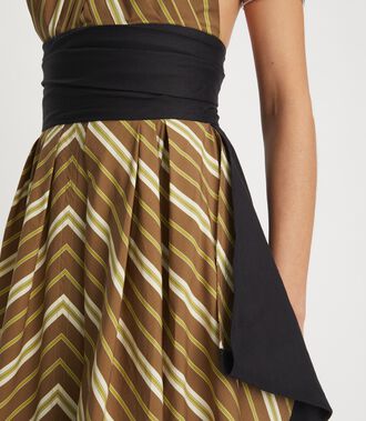 Coffee Stripe Poplin Dress | Ready-To-Wear | Tory Burch