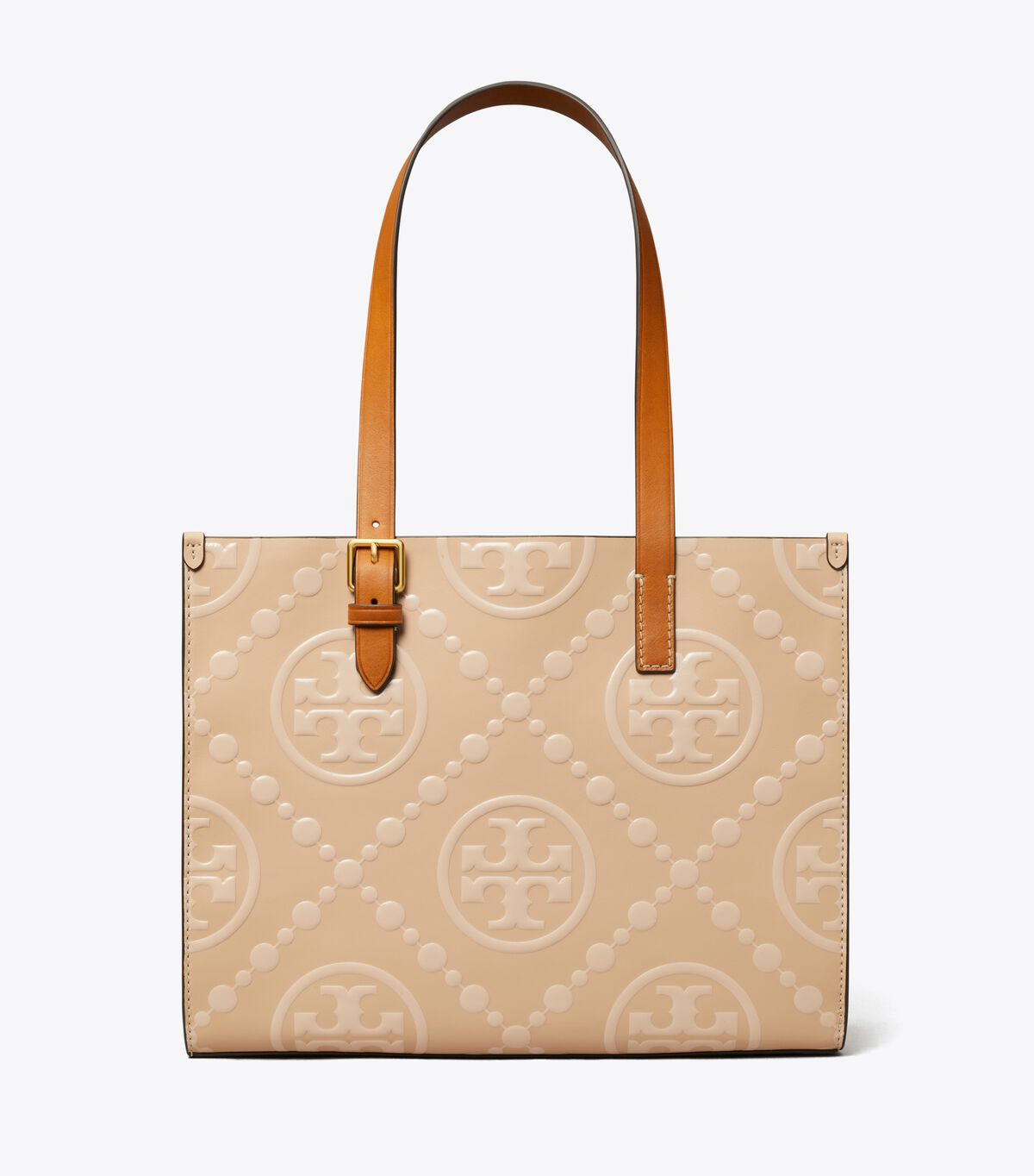 tory burch small t monogram contrast embossed tote