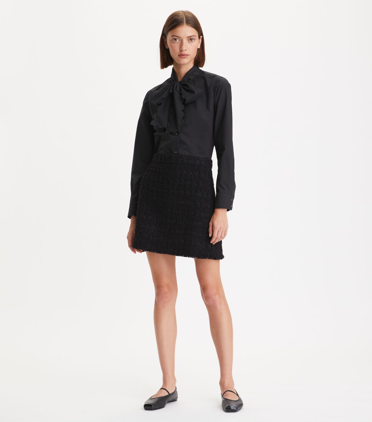 tory burch scalloped poplin bow blouse