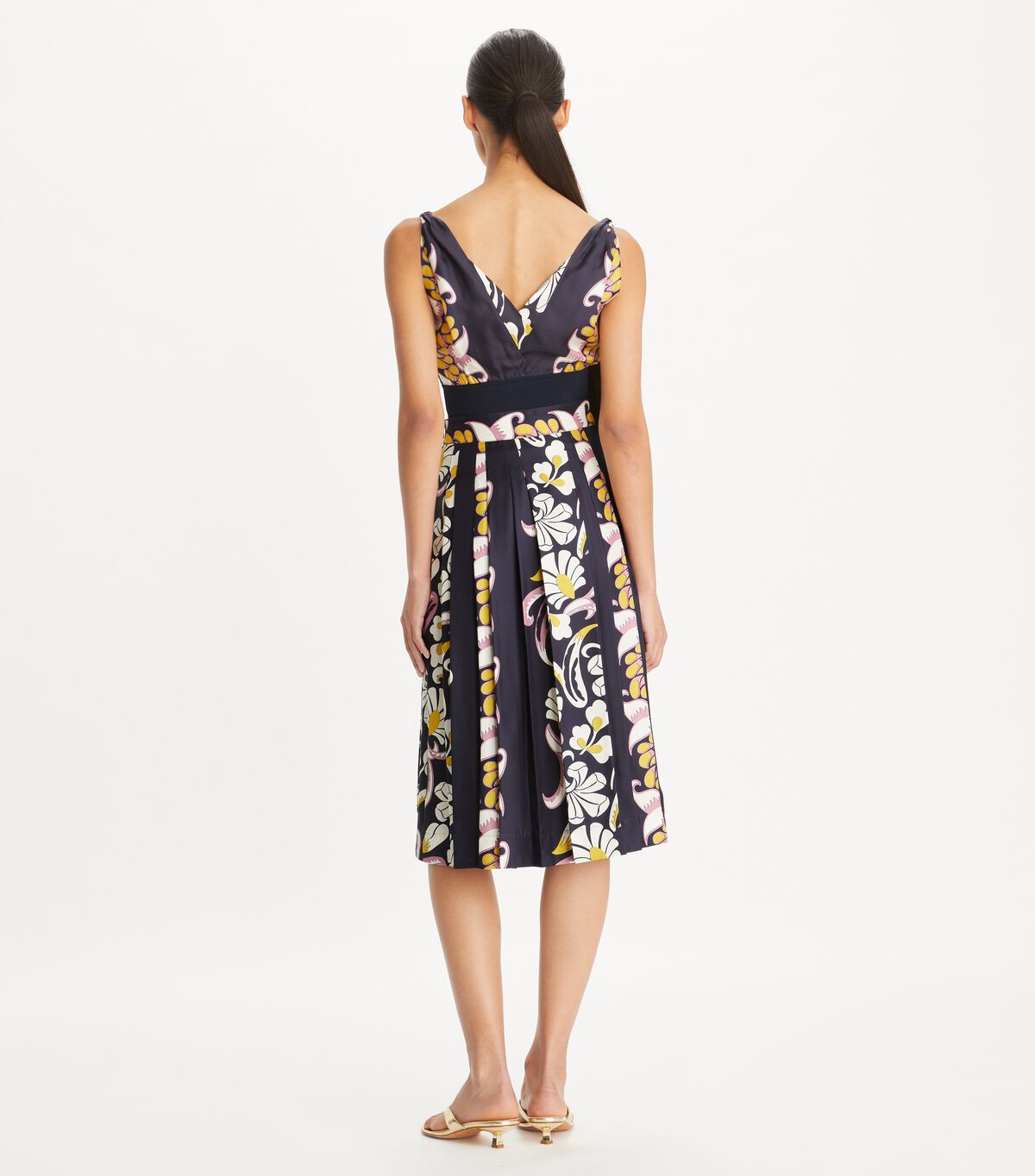 tory burch printed pleated silk skirt