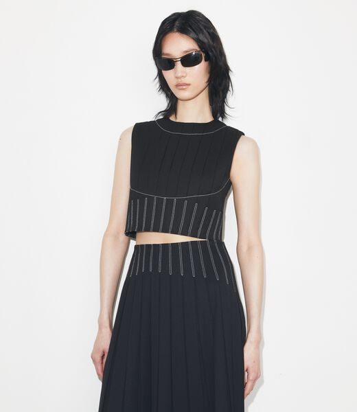 tory burch wool twill pleated top