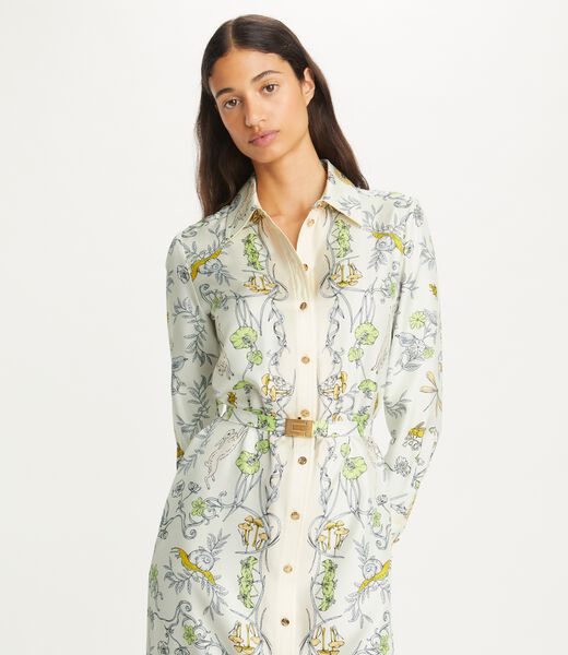 tory burch printed silk twill shirtdress