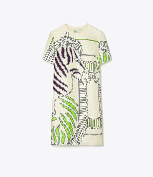 tory burch printed silk front t shirt dress