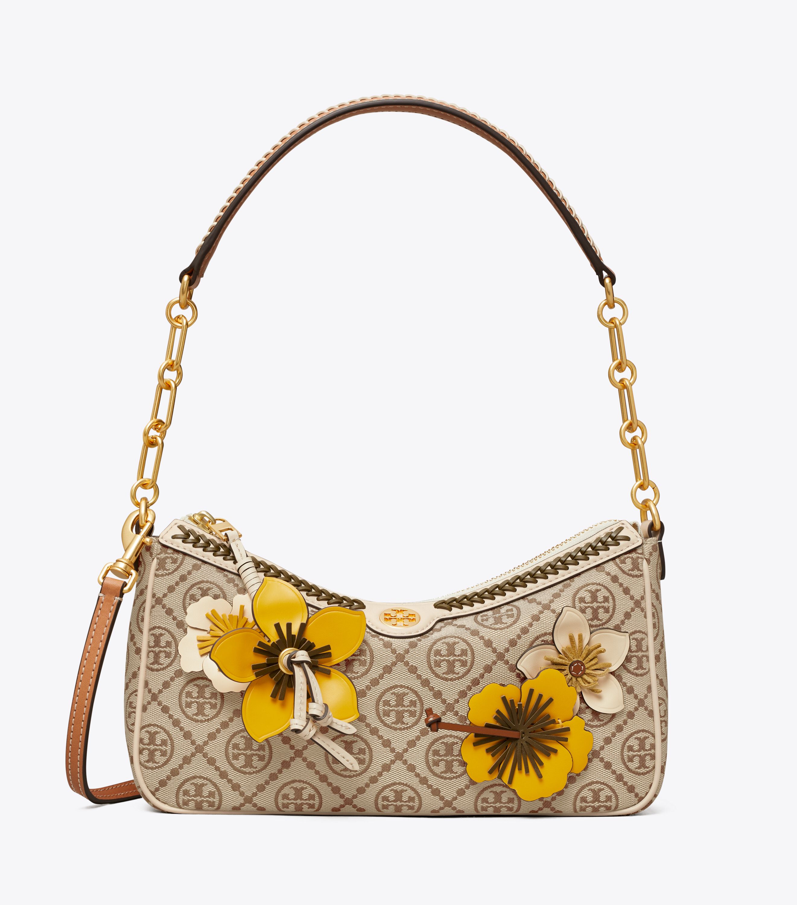 T Monogram Braided Studio Bag, Hazelnut | Tory Burch KSA
