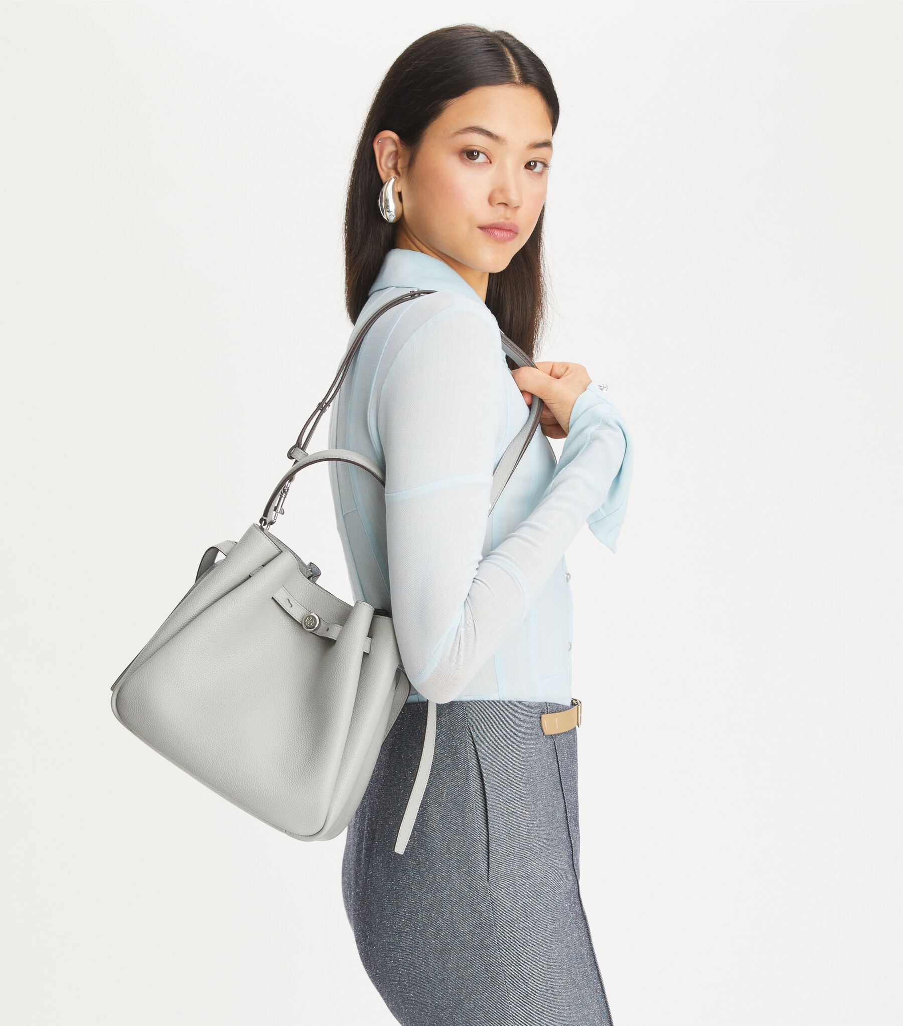 Romy Bucket Bag, Light Granite Tory Burch KSA