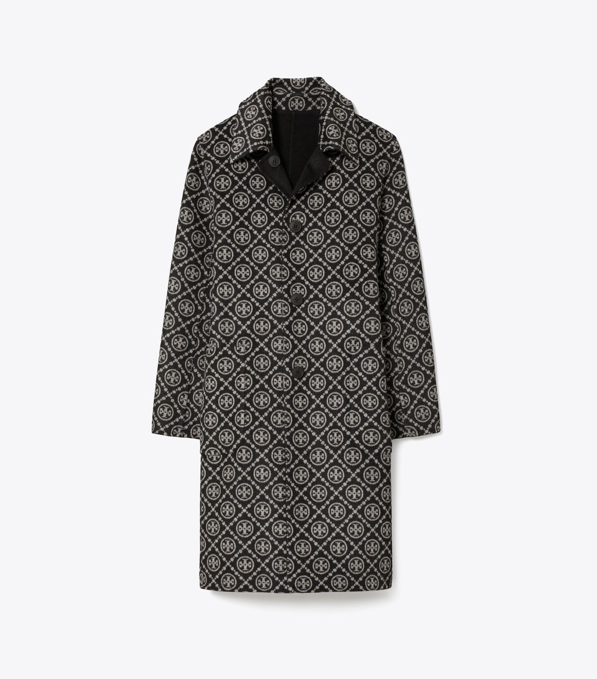 tory burch t monogram jacquard wool coat
