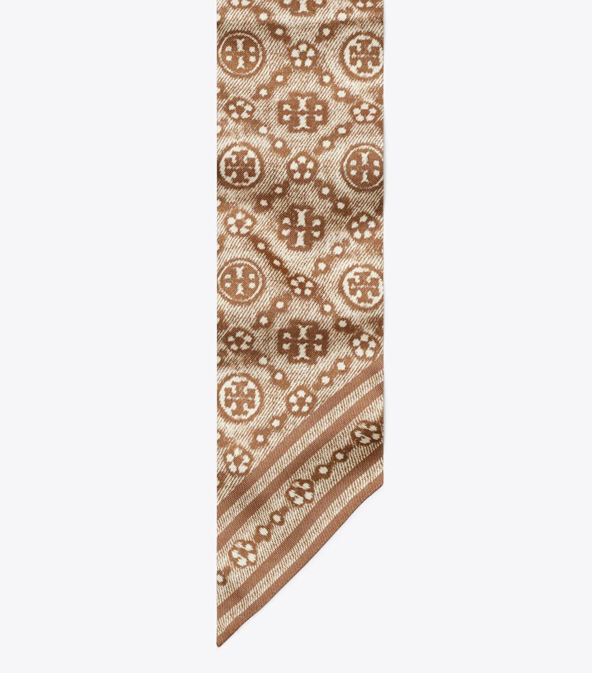 tory burch ربطة وشاح حريرية بنقشة t مونوغرام