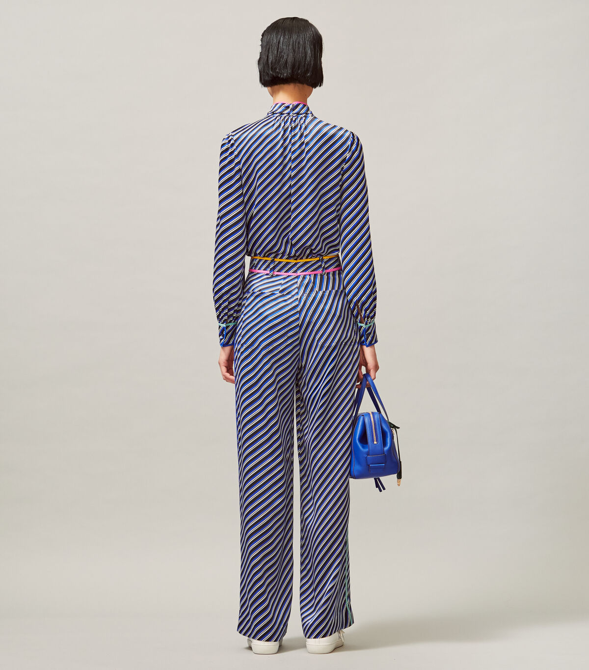 tory burch contrast binding printed bow blouse