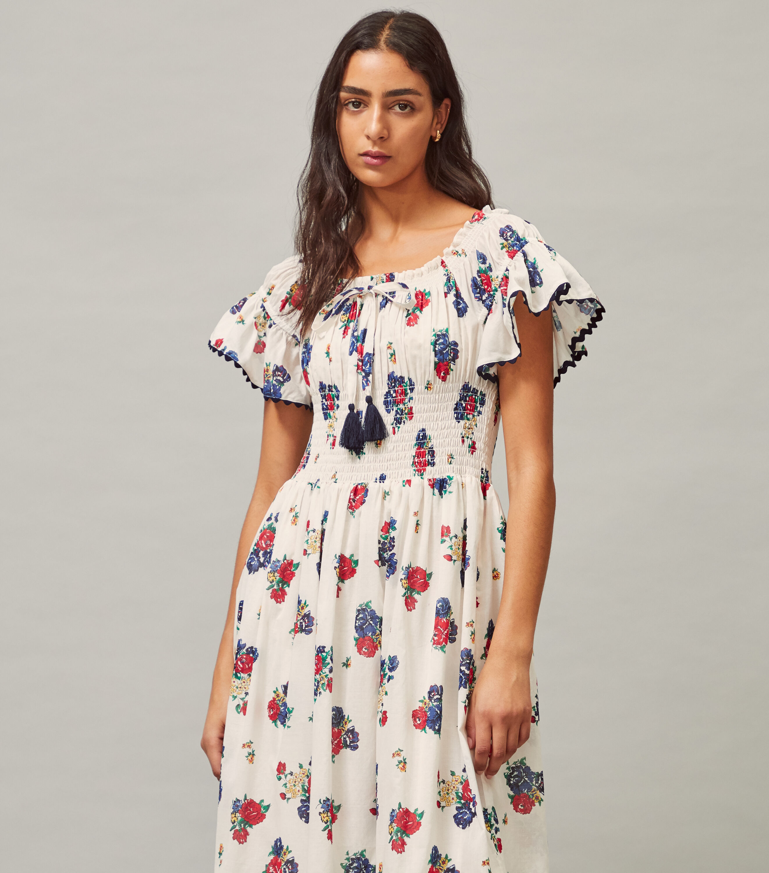 Tory burch printed smocked dress top